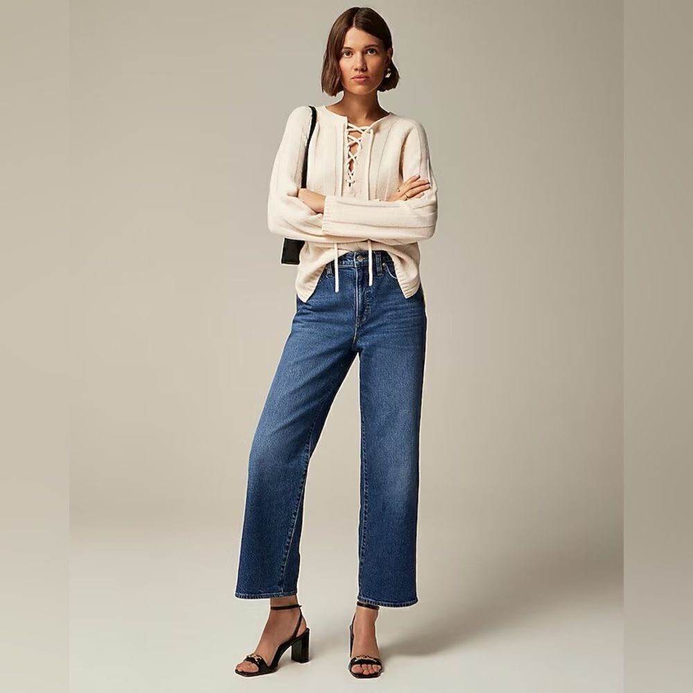 NWT J CREW High-rise slim wide jean in 1996 semi-stretch in dark wash - Picture 3 of 7